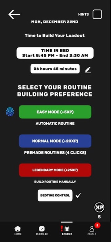 Select your difficulty level for the day