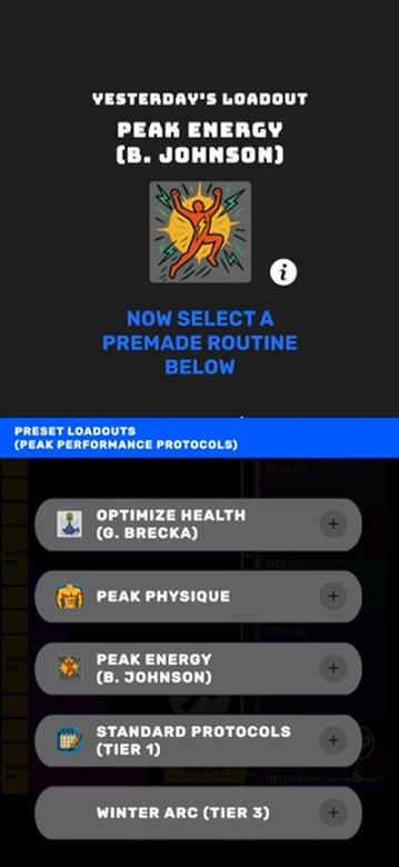 Select your routine for the day